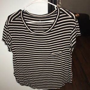 Striped loose t shirt with pocket